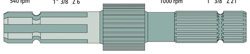 [AMAT3-187963] Capat final pentru priza de putere Lungime: 228 mm 1 3/8 ", 6 caneluri 1 3/8 ", 21 caneluri