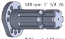 Capat final pentru priza de putere Lungime: 120 mm 1 3/4 ", 6 caneluri 8 orificii pentru 540 turatiimin.