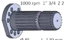 Capat final pentru priza de putere Lungime: 120 mm 1 3/4 ", 20 caneluri 8 orificii pentru 1000 turatii/min.