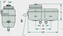 Rezervor de expansiune - cu distanțier M14x1,5 cu dispozitiv de avertizare, fisa plata 6,3x0,8, rotativ la 360°, cu file