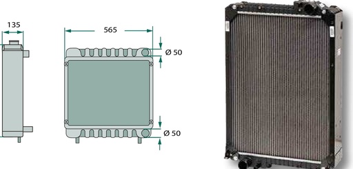 [AMAT3-195829] Radiator - 2. Racord superior, Ø 11 mm 2. Racord inferior, Ø 19 mm