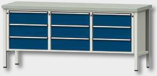 [AMAT3-200883] ANKE banc de lucru de mare capacitate - VS/TS-BL 2250 mm, model 122 VS placa din fag masiv (BMP); 100 mm, RAL 7035 / RAL