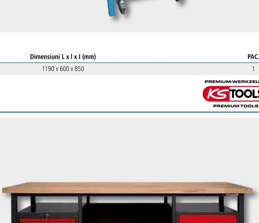 [AMAT3-203167] KS Tools Banc de lucru XXL, 3 sertare + 1 ușă • Construcție din tabla stabilă, rezistentă la torsiune, tabla de 1 mm, st