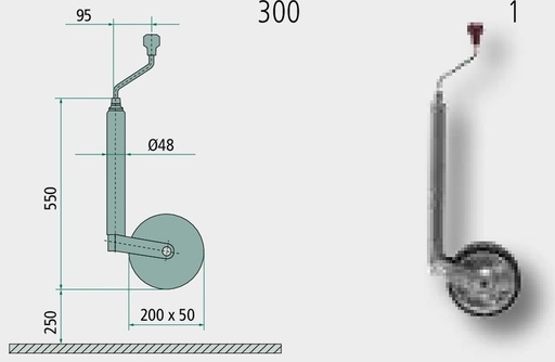 [AMAT3-204828] AL-KO Roata de sprijin - verlängerte Ausführung