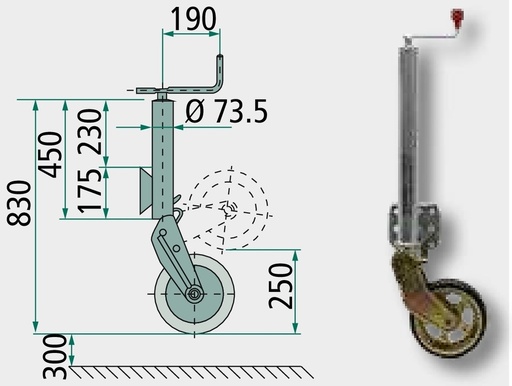 [AMAT3-204974] AL-KO Roata sprijin cu roata 260x65