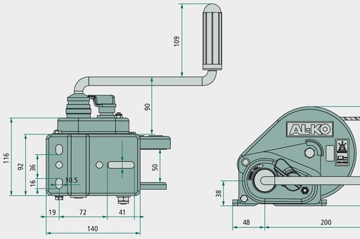 [AMAT3-205071] AL-KO Troliu cu cablu - mit 12,5 m Band zum Schleppen montiert