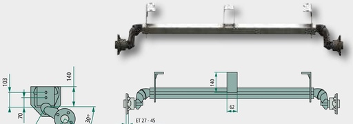 [AMAT3-205206] AL-KO Ax individual cu consola si suport pentru ax - Diese Achse ist nicht mit Kompletträder 8 Zoll kombinierbar !