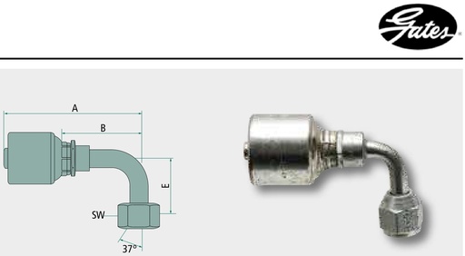 [AMAT3-206126] Gates PNE 20 DKJ 1.1/16" 90° SL=96 - Niplu de presare GATES