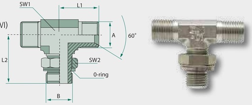 [AMAT3-208777] TAE 1 M-BSP x 3/4 M-BSP - Adaptor tip T reglabil