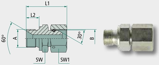 [AMAT3-208872] GA M16 M-MET x 1/2 FS-BSP - Gerader Adapter