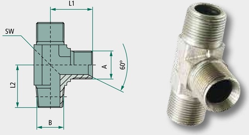 [AMAT3-208905] LA 1 M-BSP x 1 M-NPT - L- Adapter