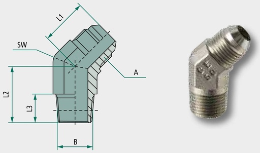 [AMAT3-209019] WA 3/4 M-JIC x 1/2 M-NPT 45° - Winkel Adapter