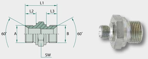 [AMAT3-208580] GA 1 M-BSP x 1 M-BSPK - Adaptoare drepte