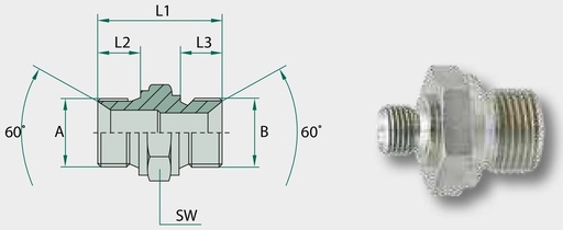[AMAT3-208602] GA 3/4 M-BSP x M22 M-MET - Adaptoare drepte