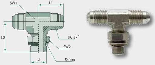 [AMAT3-209503] TAE 1 7/8-12 M-M JIC x M48 M-MET - Adaptor tip T reglabil
