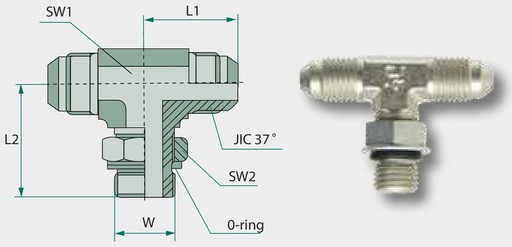 [AMAT3-209511] TAE 7/8 M-M JIC x 1,1/16 M-BSP - Adaptor tip T reglabil