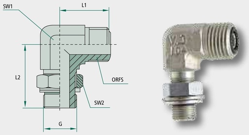 [AMAT3-209675] WAE 1.3/16 M-ORFS x 1 M-BSP 45° - Adaptor unghiular perete despărţitor