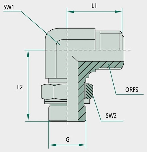 [AMAT3-209682] WAE 13/16-12 M-ORFS x 3/4 M-BSP - Adaptor unghiular perete despărţitor