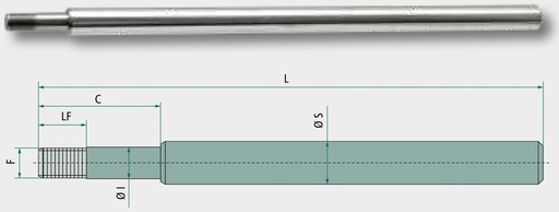 [AMAT3-212277] Contarini D70/40-500 Tija piston C45 F7, M27x2 648 mm