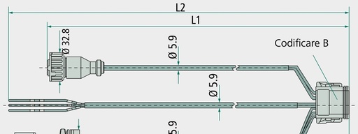 [AMAT3-213466] KNORR Bremse Cablu In-Out L1 = semnal viteza - Speed Pulse/RtR sau comanda ax de ridicare (AUXIO 1) L2 = alimentare lamp
