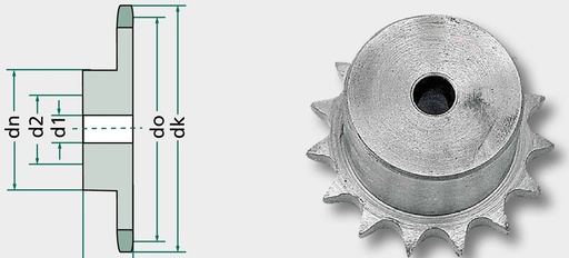 [AMAT3-215093] Roata de lant 28 mm