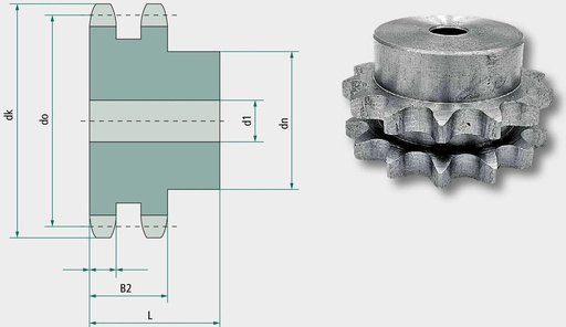 [AMAT3-215627] Roata de lant dubla ASA 40 40 mm