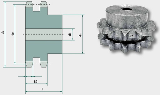 [AMAT3-215643] Roata de lant dubla ASA 50 45 mm