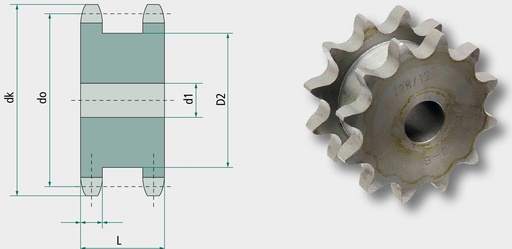 [AMAT3-216122] Roata de lant dubla 44 mm