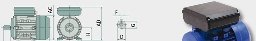 [AMAT3-218191] Electromotor 71-4-B3-230V-0,37 IE1 kW N=1400/min B3 mit Fußbefestigung