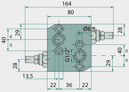 [AMAT3-219017] Oleodinamica Marchesini Supapă de șoc VAU-180 1/2" OMP/OMR 350 bar