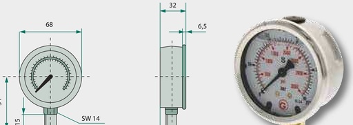 [AMAT3-219152] Manometru UA. 250 bar Ø63mm - 1/4" Filet exterior