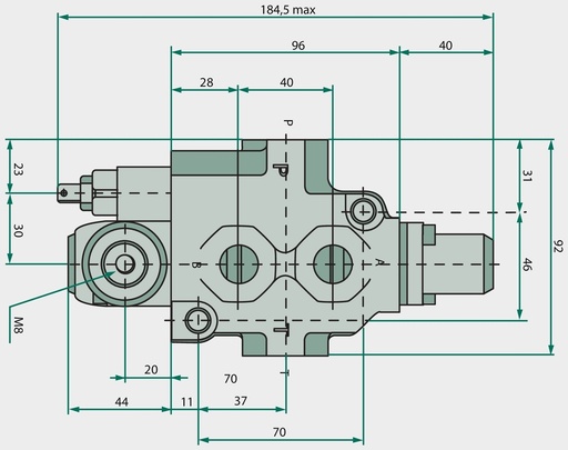 [AMAT3-220484] Walvoil Distribuitoare hidraulice SD4-1(KG3-120)-38L 4/3-Wege, 1 x einfachwirkend (A geschlossen / Federrückstellung)