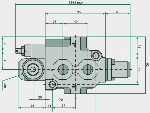 [AMAT3-220486] Walvoil Distribuitoare hidraulice SD4-1(KG3-120) 4/3-Wege, 1 x doppeltwirkend (A-B geschlossen / Federrückstellung)