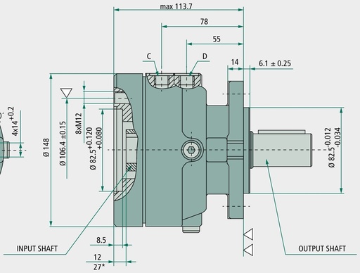 [AMAT3-220992] M+S Frana cu lamele OMP/ R D=25 12/13 bar 300 bar