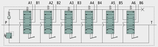 [AMAT3-221035] Valva Z80 5xDW 4/3 căi, 5 x dublu efect (A-B inchis / resetare cu arc)
