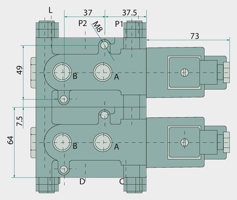 [AMAT3-221079] Supapa cu 6/2 căi SWV-E-12V - 50 l/min