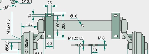 [AMAT3-224447] AL-KO Ax cu arc din cauciuc SWING CB 1505 - Lieferung ohne Radschrauben und Bremsseile!