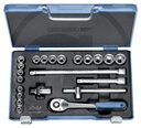 GEDORE Set chei tubulare 3/8" - 22-piese, cu hexagonal profil DU, in cutie albastra din tabla