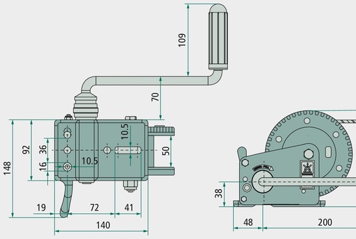 [AMAT3-204956] AL-KO Troliu cu cablu - Tip 900 A Basic, frânat, derulare automată, curea de 7 m montată pentru remorcare