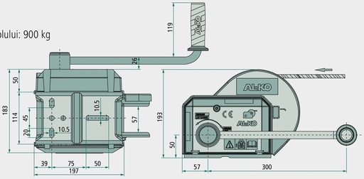 [AMAT3-205063] AL-KO Troliu cu cablu - mit 7 m Band zum Schleppen montiert