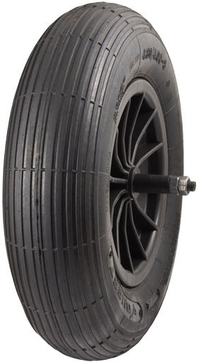 [AMAT4-112116] Roată de roabă cu anvelopă cu nervuri și butuc cu bucșe de nailon 140 mm 40160