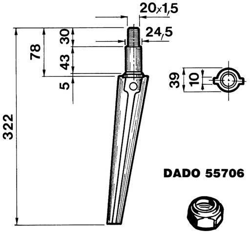 [AMAT4-114882] Cutie pentru grape motorizate - Cilindrică scurtă 322 mm 55063
