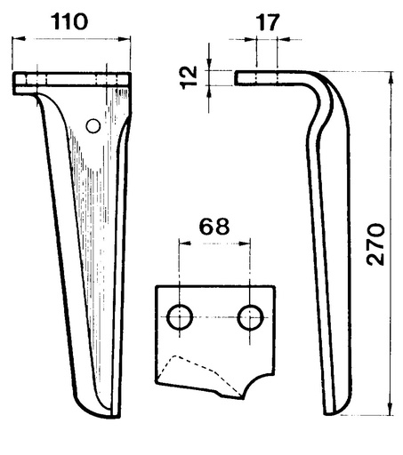 [AMAT4-115325] Cutie pentru grape electrice Placa laterala dreapta 110x12 mm 270 mm 55949