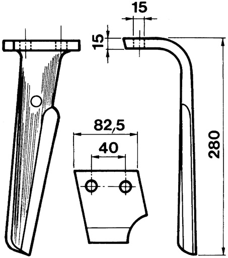 [AMAT4-115329] Cutie pentru grape motorizate - KG26 Placa laterala dreapta 82,5x15 mm 280 mm 55966