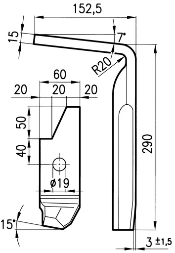 [AMAT4-115744] Cutie pentru grape rotative Placa laterala dreapta 60x15 mm 290 mm 56503