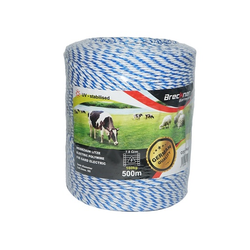 [AMAT6-102862] Rola fir alb-albastru fi 3mm 3x0.2mm SS, 7,8 Ohm/m, 500m gard electric