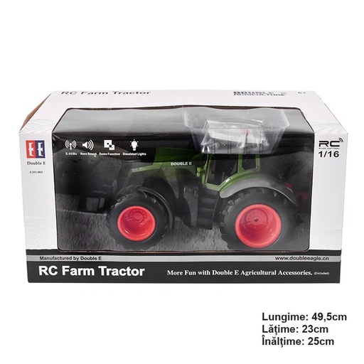 [AMAT6-103054] Jucarie tractor cu telecomanda doubleE RC 1:16 2.4 Ghz, lumini, sunete 25m raza de actiune 2.16 km/h viteza