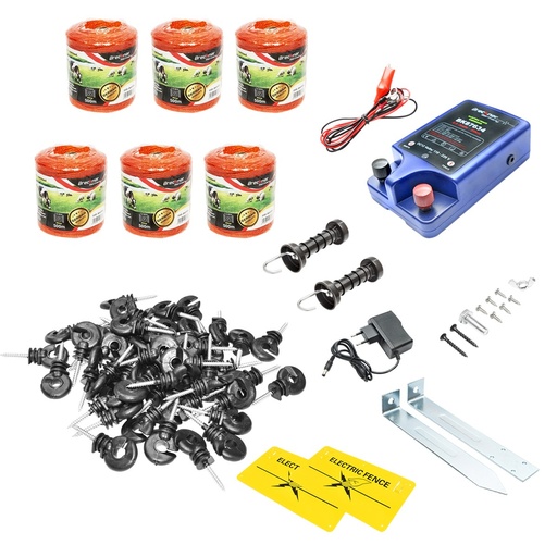 [AMAT6-104754] Kit complet gard electric 12/220V, 2 Joule, lungime fir 1500m, 100 izolatori, 2 manere poarta, 2 placute avertizare