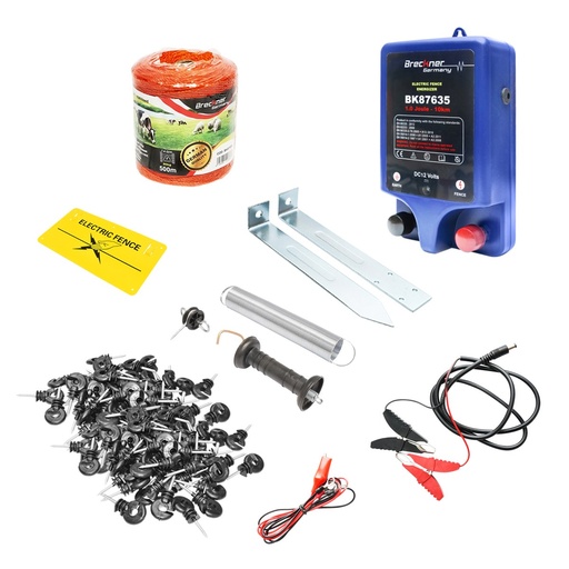 [AMAT6-104755] Kit complet gard electric 12V, 1 Joule, lungime fir 500m, 100 izolatori, 2 manere poarta, placuta avertizare