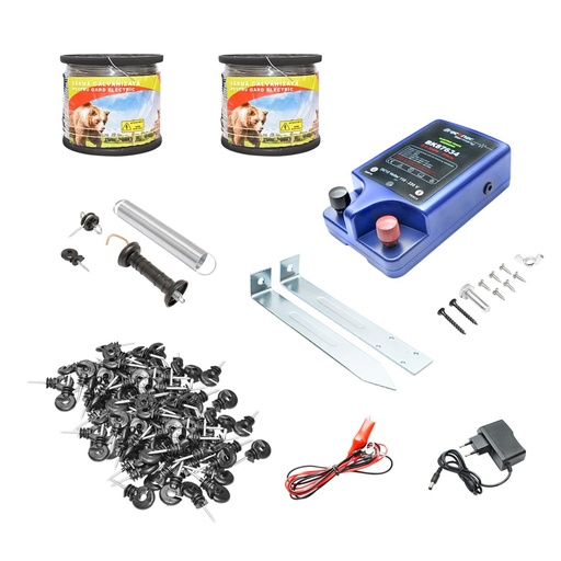 [AMAT6-104759] Kit complet gard electric 220V, 2 Joule, lungime fir 1000m, 100 izolatori si kit poarta